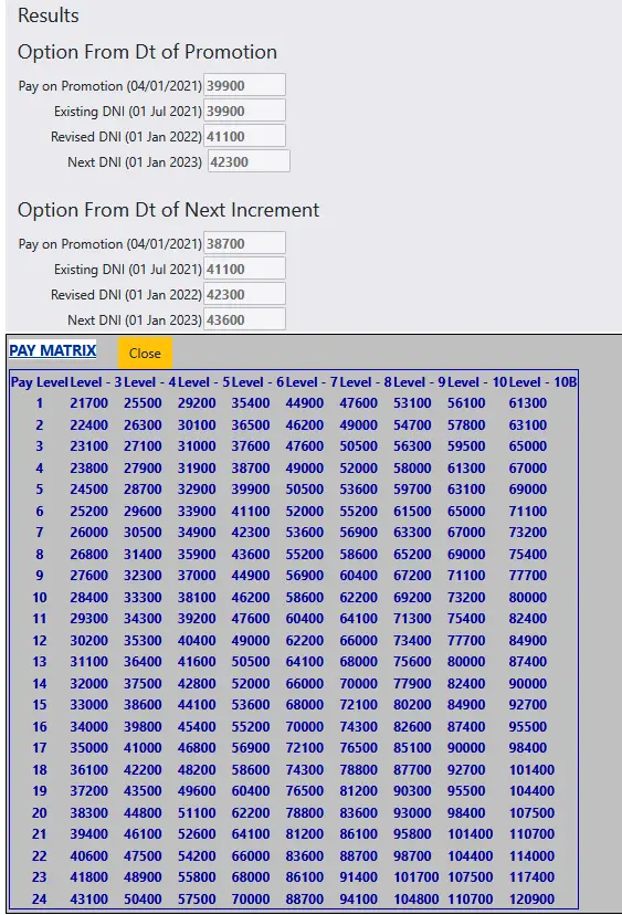 Hamraaz Paycalculator Matrix